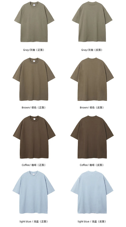 ZODF New Spring Summer Men 305gsm Cotton T Shirts Unisex Heavy Weight Oversized FG Noshrink Basic Solid T-Shirt Tees HY0165
