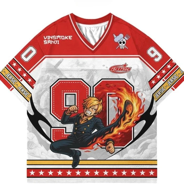 Jersey One Piece The Straw Hat Pirates Anime Kpop Baseball Hockey T-shirt Fashion Streetwear Anime Y2k Daily Unisex Tops Tees