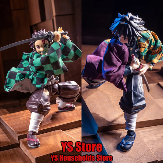 1/12 Kamado Tanjirou Flame Plaid Windbreaker Tomioka Giyuu Spout Matching Color Toy Accessory For Shf Anime Demon Slayer Soldier