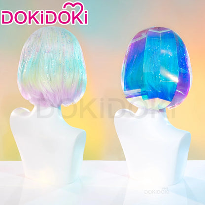 IN STOCK Diamond Wig Anime Land of the Lustrous DokiDoki Women 32cm Short Rainbow Gradient Heat Resistant Hair Free Wig Cap