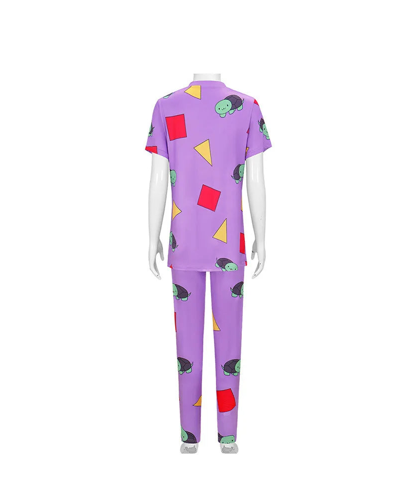 None Mira Light Purple Bear Pajamas Unisex Polyester Set