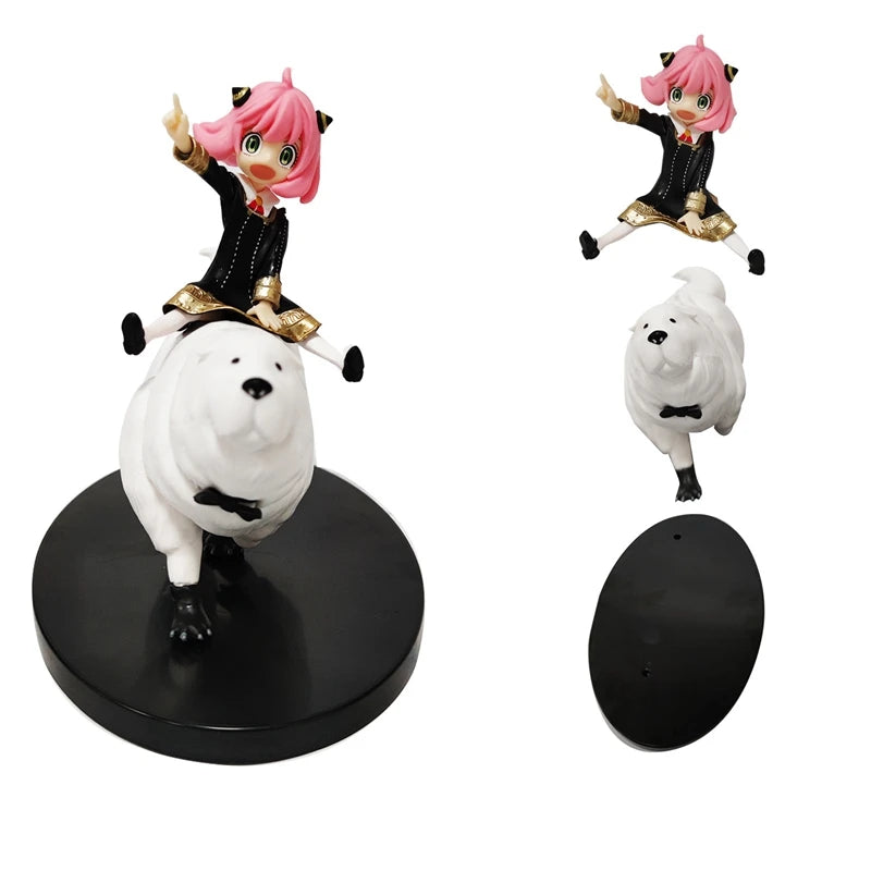 14cm SPY×FAMILY Anya Anime Figure Bond Anya Forger Action Figures Kawaii Girl Riding Dog Figurine PVC Collection Model Doll Toy