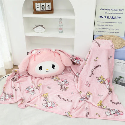 Lovely Kuromi My Melody Plushies Stuffed Anime Headrest Comfortale Soft Cuddly Pillow Cartoon Plush Toy Blanket Xmas Gifts Girl