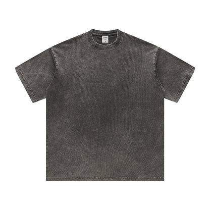 ZODF Men's Summer Batik Washed 250gsm T Shirts Retro Vintage Unisex Basic Loose Solid Cotton T-Shirt Brand Tops 2024 New HY0753