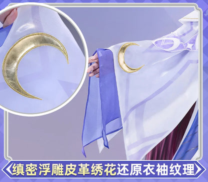 Genshin Impact Columbina Cosplay Costume Wig The Damselette Dress Uniform Eye Mask Eleven Fatui Harbingers Halloween Women Girls