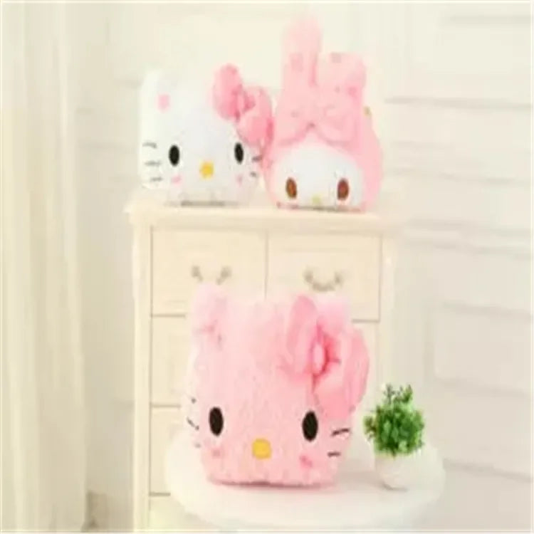 Aoger Kawaii Hello Kitty Rose Velvet Plush Melody Pillow Plushie Toy Soft Pillow Decorative Doll Bedding Kids Birthday Gift