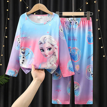 MINISO Disney Kids Pajamas Boys Pyjama Sets Long Sleeve Frozen Princess Elsa Winnie the Pooh Child Clothing Toddler Girl Pijamas
