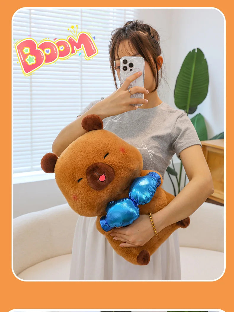 Plush Capybara Boxing Toy Stuffed Animal Cute Cuddly Pillow Decor for Kids Birthday Xmas Gift Wholesale Plush Toy Stuffed Animal