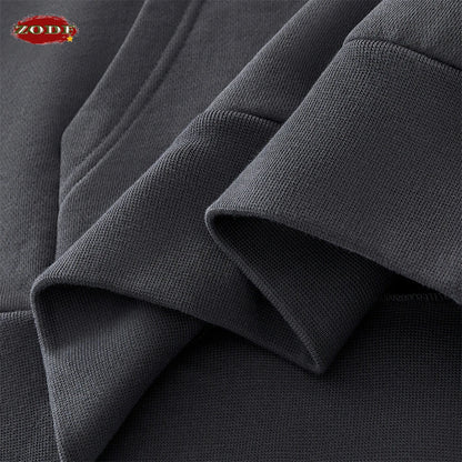 ZODF Fashion Winter Men 500gsm Fleece Hoodies Unisex Loose Fit Heavy Weight Thick Warm Hooded Pullovers Coats Streetwears HY0045