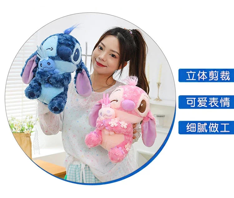 30/85cm Lilo and Stitch Disney Plush Toys Pink Kawaii Scrump Anime Cartoon Plushie Sakura Stich Dolls Soft Stuffed Gift for Kids