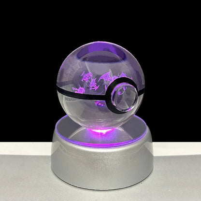 Pokemon 3D Crystal Ball Glastrier Charizard Eternatus Froakie Anime Game Pokeball Led Night Light Base Birthday Gift Home Decora
