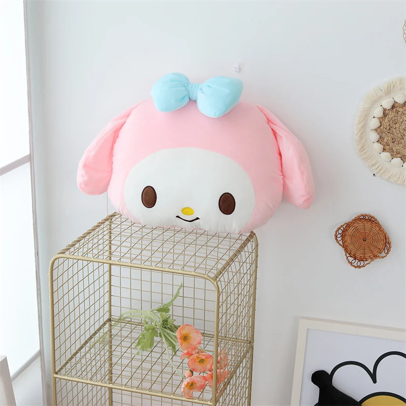 Kuromi My Melody Pillow Stuffed Anime Kuromi Car Headrest Safety Seat Belt Cover Cushion Cartoon Car Decoration Girl Gifts
