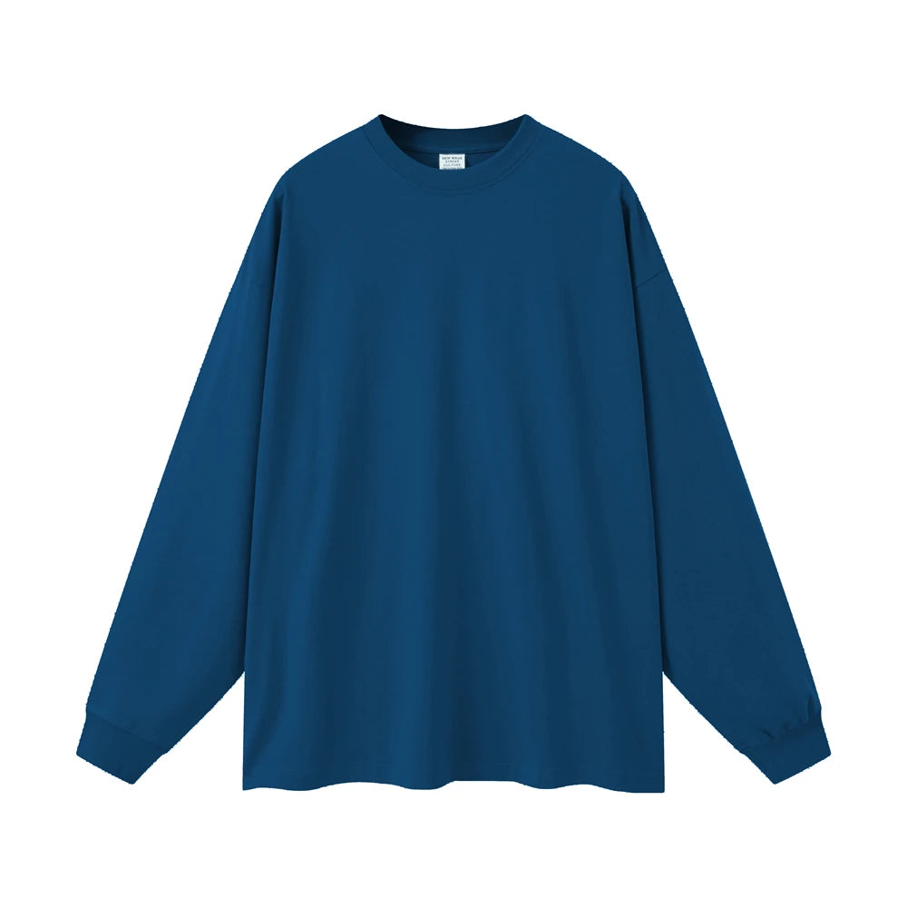 ZODF NEW Autumn Men's Solid Full Sleeve T Shirts Unisex Loose Oversized Casual 305GSM Cotton Basic T-Shirt Brand TEE HY0209