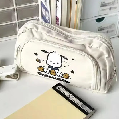 High-end Pochacco Sanrio Anime Kawaii Pen Bag Cute Cartoon Student Pencil Box Stationery Case Large Capacity Cosmetics Storage