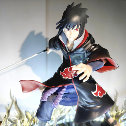 Anime Naruto VS Shippuden Sasuke Sharingan Amaterasu Black Fire Led Effect Action Figure Toys PVC Model Collection
