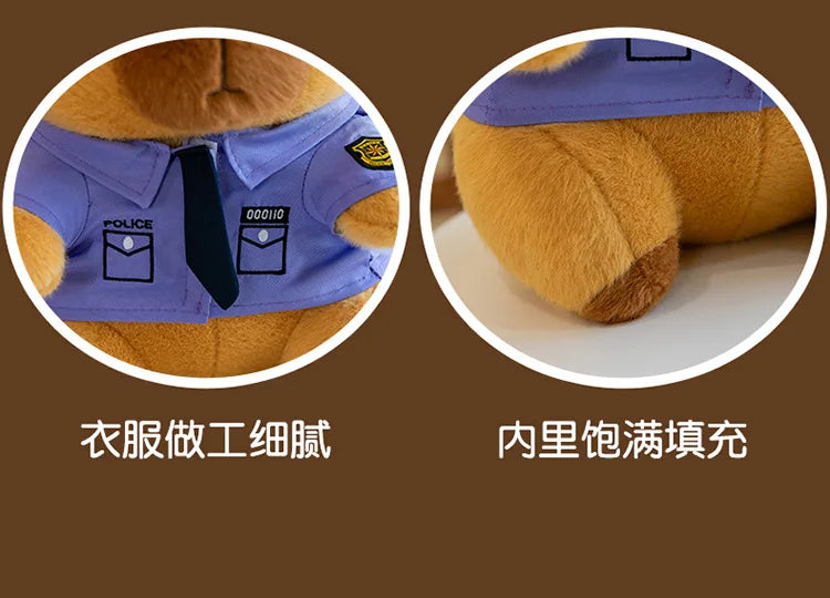 New Kawaii 50cm Plush Toy Capybara Police Stuffed Animal Pillow Cute Plush Doll for Kids Birthday Christmas Gift
