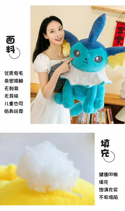 45/60/80CM Big Size Pokémon Jolteon Plushies ‌Vaporeon Cartoon Anime Stuffed Ornament Comfortable Soft Doll Children's Toy Gift