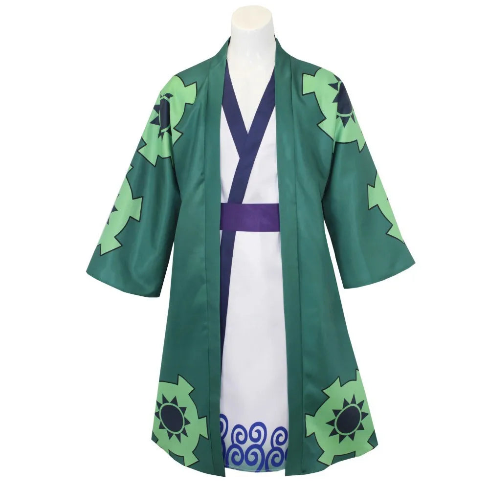 One Piece Roronoa Zoro Kimono Costume Unisex Polyester Set