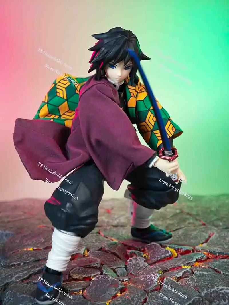 1/12 Kamado Tanjirou Flame Plaid Windbreaker Tomioka Giyuu Spout Matching Color Toy Accessory For Shf Anime Demon Slayer Soldier