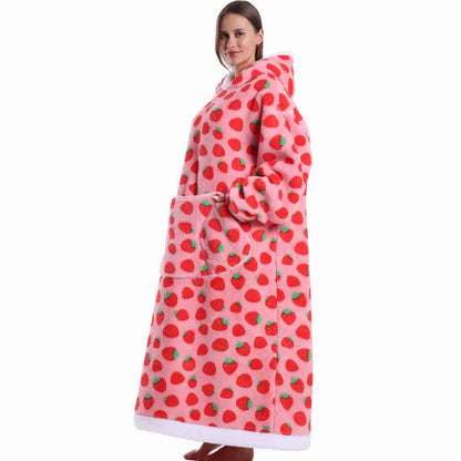 Man Pajamas Winter Long Men Bathrobe with Hood Luxury Fluffy Woman Dressing Gown Warm NIghtie Pijamas Animal Cartoon Towel Robe