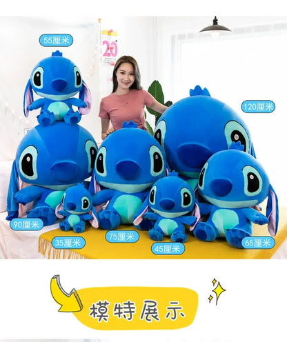 80cm Big Size Disney LILO & Stitch Anime Plush Stuffed Doll Room Plushies Pillow Ornaments Peluche Children's Holiday Gifts