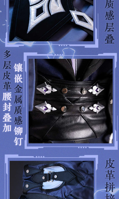 Genshin Impact Kyryll Chudomirovich Flins Cosplay Costume Wig Uniform Cloak Carnival Halloween Party for Women Men Props iCoser