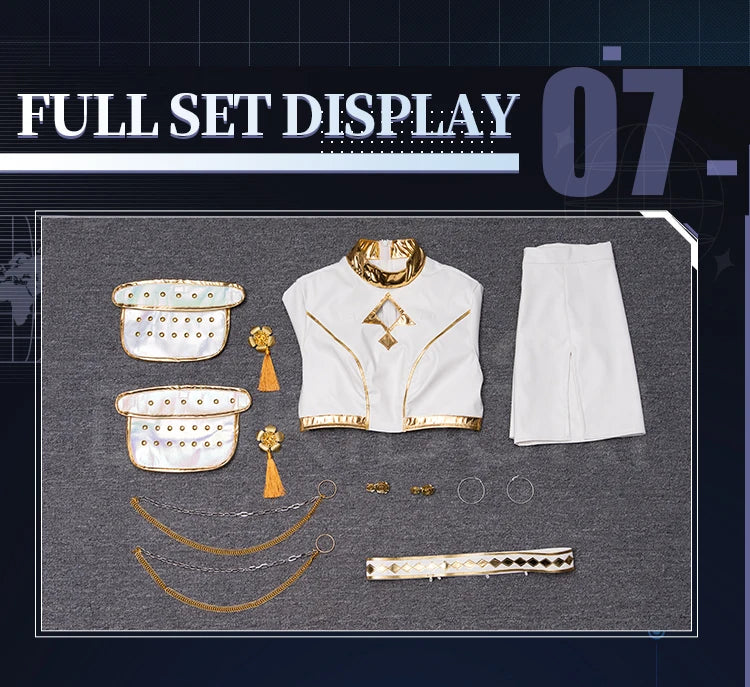 【Last Batch】IN STOCK Rumii Zoeyi Miraa Cosplay Costume【XS-3XL】DokiDoki-N Women White Suit Golden Rumii Cosplay Plus Size