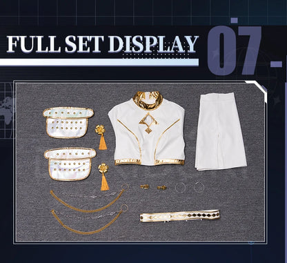 【Last Batch】IN STOCK Rumii Zoeyi Miraa Cosplay Costume【XS-3XL】DokiDoki-N Women White Suit Golden Rumii Cosplay Plus Size