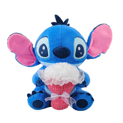 30/70CM Lilo and Stitch Disney Plush Toys Anime Cartoon Stuffed Xmas Rose Bouquet Angel Stich Doll Plushie Kids Birthday Gifts