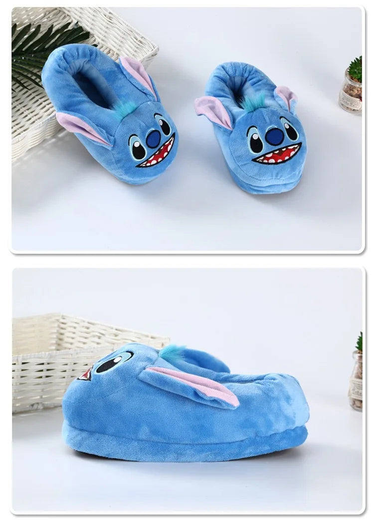 Disney Stitch Cotton Slipper Anime Cartoon Winter Warm Indoor Shoes Toys Plush Stuffed Home Slippers Woman Girl Christmas Gifts