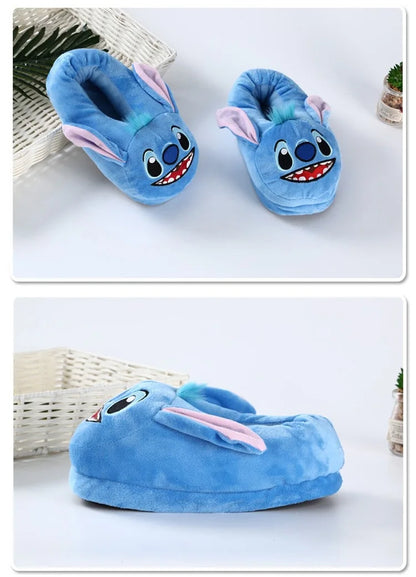 Disney Stitch Cotton Slipper Anime Cartoon Winter Warm Indoor Shoes Toys Plush Stuffed Home Slippers Woman Girl Christmas Gifts