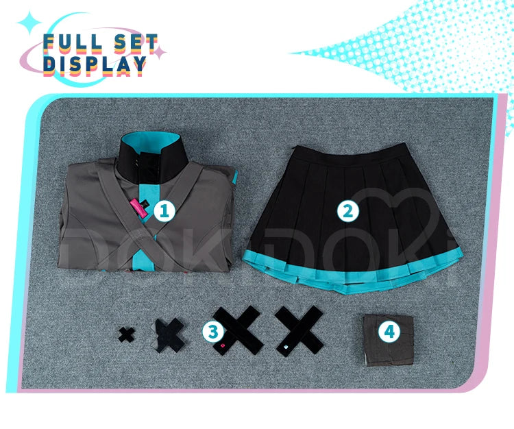 IN STOCK Mikuu Cosplay Costume Anime【S-3XL】DokiDoki-R Women Cute Dress Costume Mikuu Cosplay Headdress Plus Size