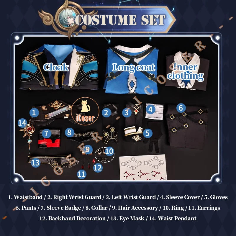 Honkai Star Rail Anaxa Cosplay Costume Wig Uniform Outfit Anaxagoras Grove of Epiphany Amphoreus Carnival Halloween Women Men