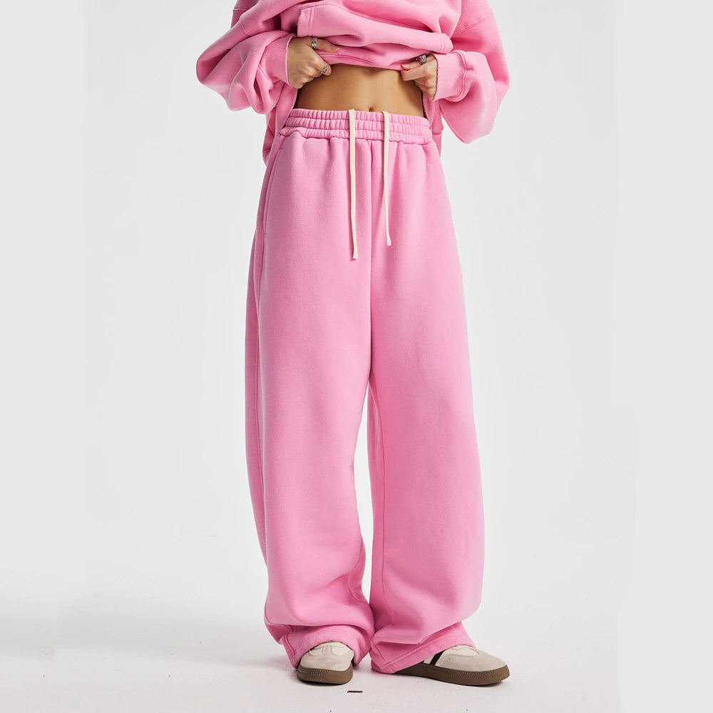 ZODF New 2025 Winter Batik Washed Man Fleece Pants Unisex High Street Distressed Thick Warm Straight Trousers Sweatpants HY1166