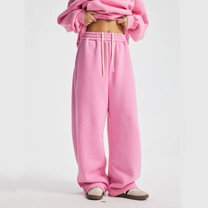 ZODF New 2025 Winter Batik Washed Man Fleece Pants Unisex High Street Distressed Thick Warm Straight Trousers Sweatpants HY1166