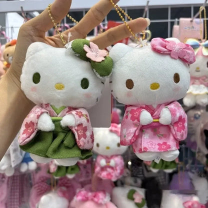Japanese Kimono Cherry Blossom Hello Kitty Plush Doll Trendy Toy Backpack Decoration Accessories Keychain Girl Surprise Gift