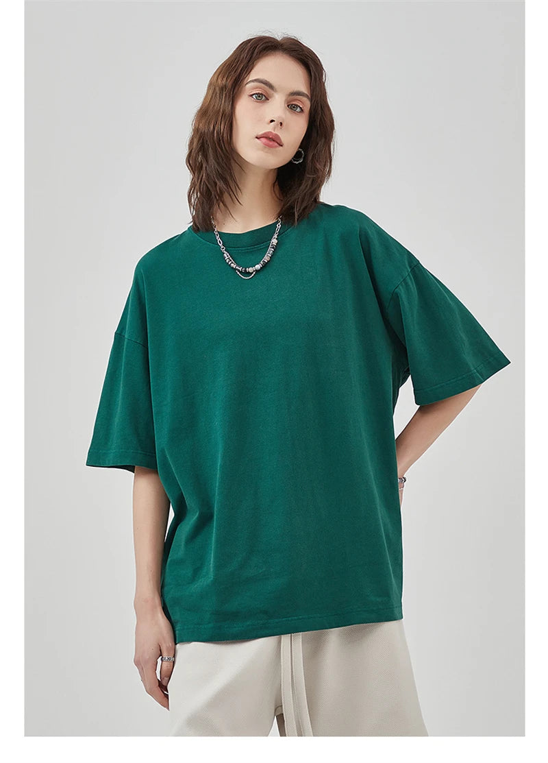 ZODF New Summer Solid Washed Cotton T-Shirts Streetwears For Men Unisex Retro High Street 275gsm Basic Tees Brand Tops HY0071