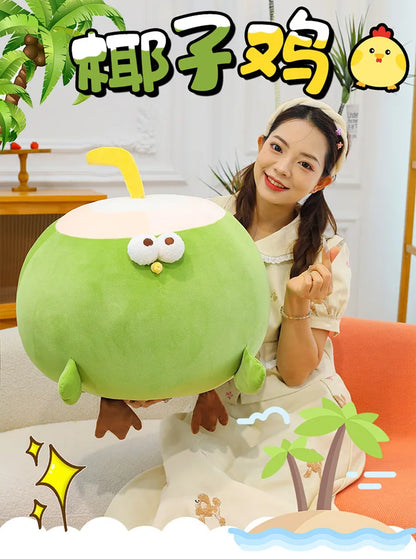 Hot 30-60cm Fun Coconut Chicken Animal Plush Doll Pillow Cute Big Eyes Big Chicken Leg Round Chicken Soft Plush Toy Home Decor