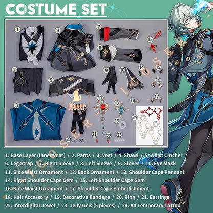 iCoser Honkai Star Rail Anaxa Cosplay Costume Wig Uniform Headwear Metal Prop Anaxagoras Amphoreus Halloween Party for Women Men