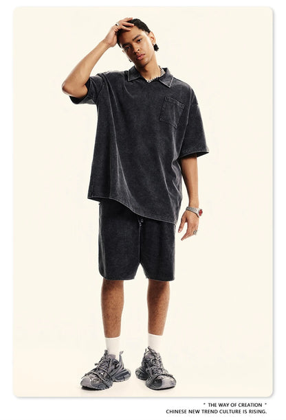 ZODF New 2024 Men Washed Plush Cotton Shorts Unisex Couple Loose 358gsm Distressed Comfortable Short Pants Streetwears HY0807