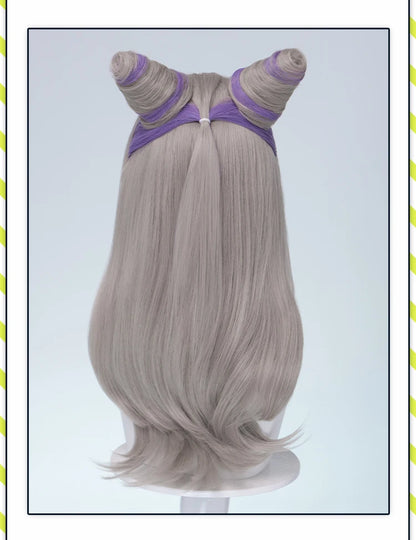 IN STOCK Guinevere Olivia Wig Anime Cosplay DokiDoki Blue Hair Knights Cosplay Double Buns Hight Heat Resistant Free Wig Cap