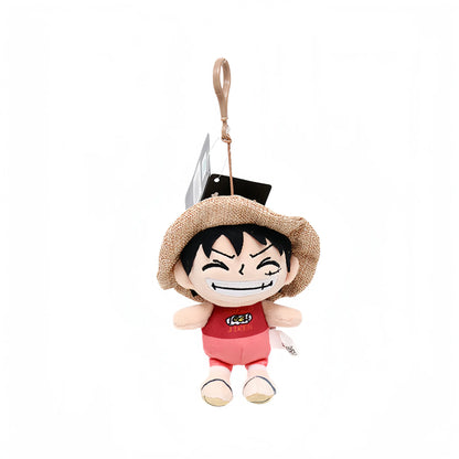New 12cm Genuine One Piece Pendant Doll Plush Pendant Anime Surrounding Luffy Qiaoba Cartoon Creative Backpack Pendant Gift