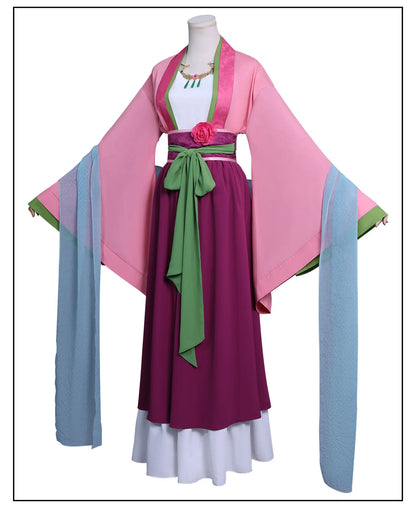 The Apothecary Diaries Maomao Cosplay Costume Wig Pink Dress Hanfu Necklace Earrings Halloween Party for Women Girls Prop iCoser