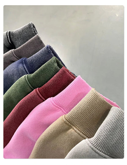 ZODF Retro 2025 Winter Man Washed Boxy Fleece Hoodies Unisex 370gsm Loose Hooded Pullovers Sweatshirt Streetwears HY1129