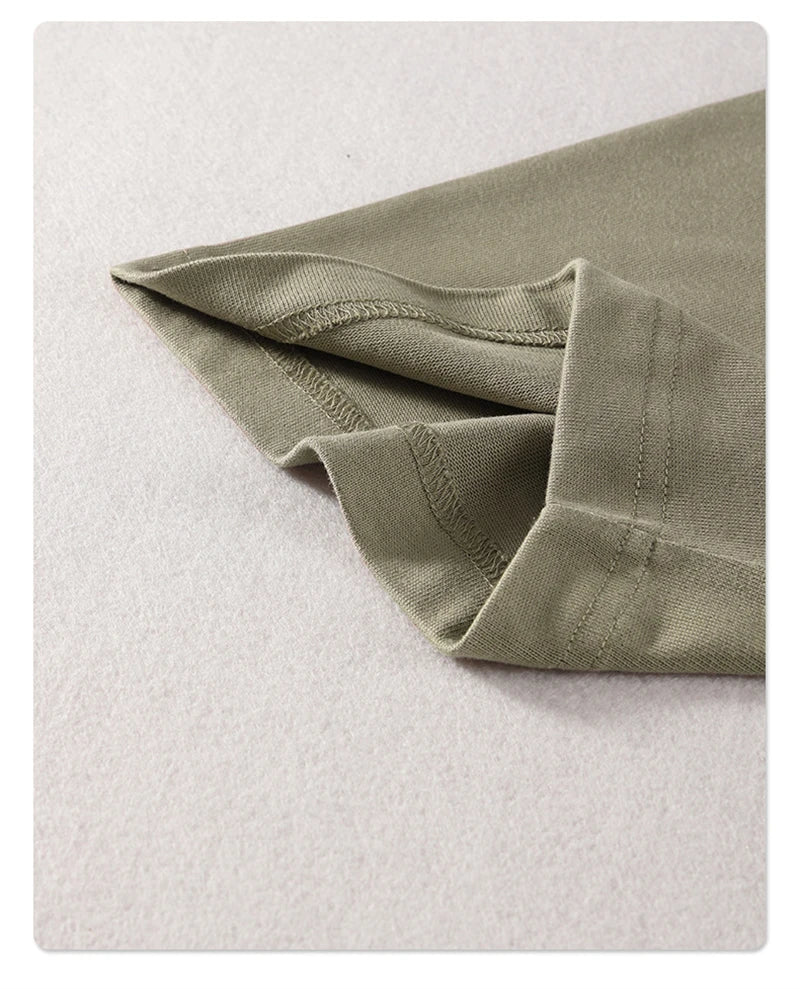 ZODF New Summer Men 100% Cotton Solid T Shirts Unisex High Street Heavy Weight 305gsm Oversized FG Noshrink T-Shirt Tops HY0165