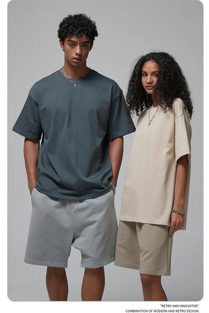 ZODF New Spring Summer Men 305gsm Cotton T Shirts Unisex Heavy Weight Oversized FG Noshrink Basic Solid T-Shirt Tees HY0165