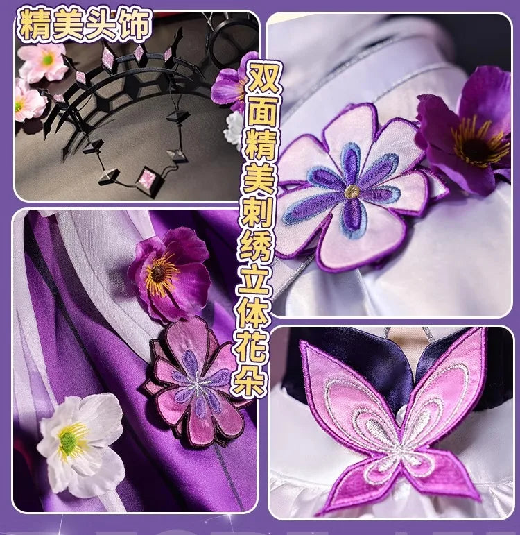 Honkai Star Rail Castorice Cosplay Costume Wig Dress Earrings Headwear Halloween Party for Women Girls Carnival Game Cos Props