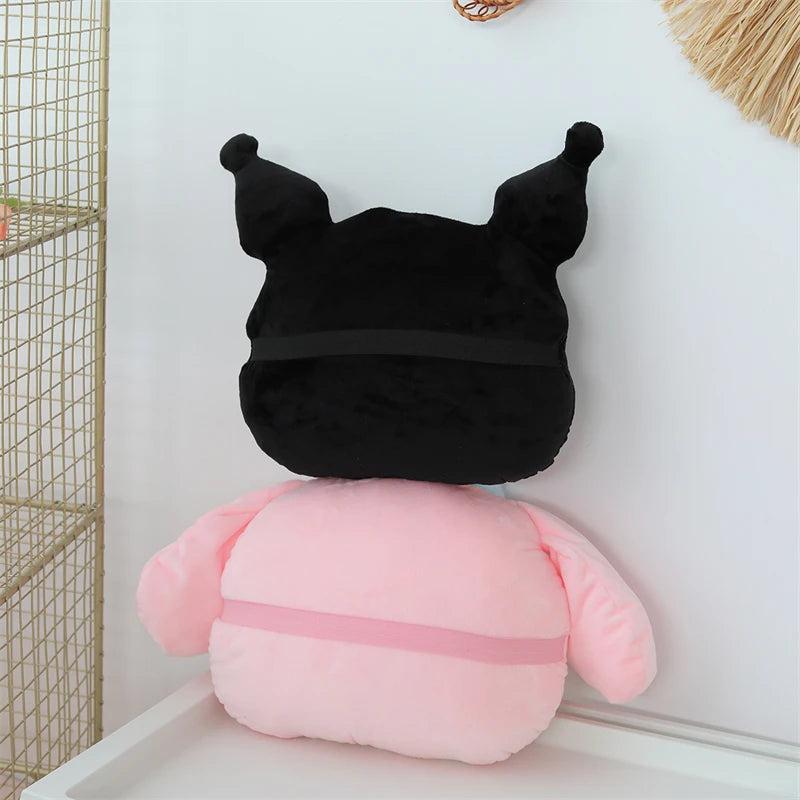Kuromi My Melody Pillow Stuffed Anime Kuromi Car Headrest Safety Seat Belt Cover Cushion Cartoon Car Decoration Girl Gifts