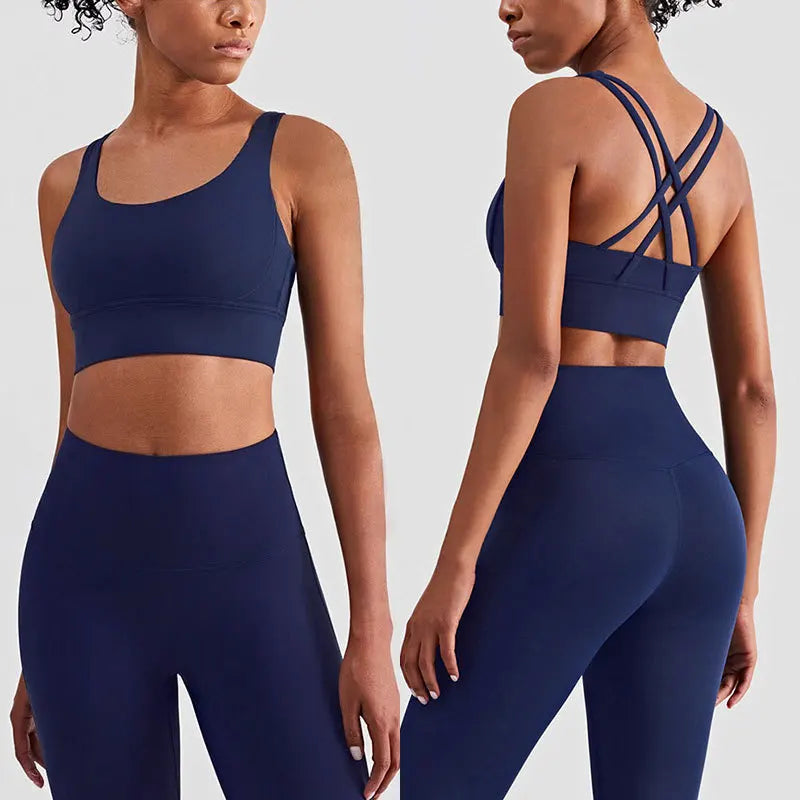 2 Piece Women’s Yoga Tracksuit Athletic Wear Pilates Fitness Suit Gym Workout Push-Up Sports Bra and Leggings Set - Sea