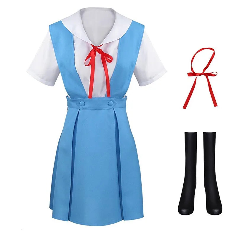 Homchee Trends Ayanami Rei Cosplay Dress Set Cotton Polyester
